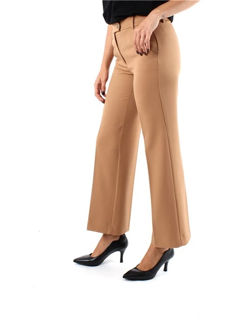 PANTALONI PALAZZO IN TESSUTO TECNICO BIELASTICO DONNA BEIGE