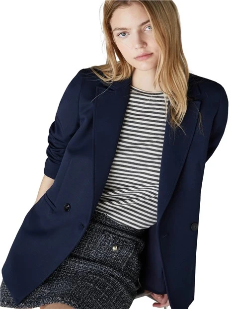 GIACCA BLAZER DOPPIOPETTO IN TESSUTO BIELASTICO DONNA BLU