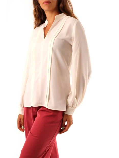 BLUSA SCOLLO A V DONNA BIANCO