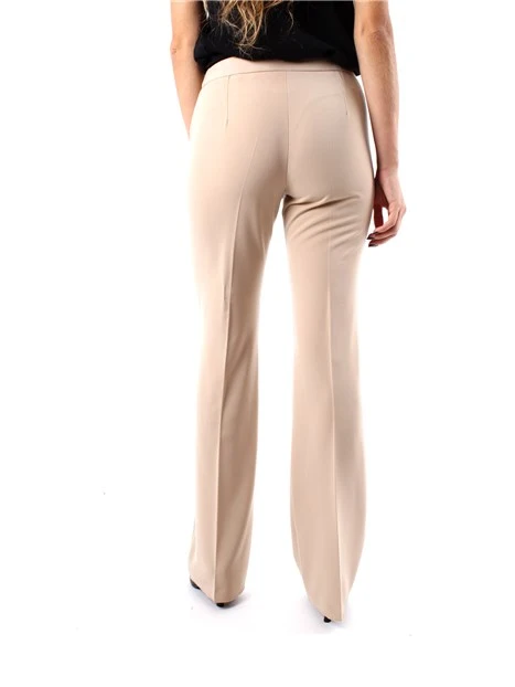 PANTALONI ZAMPA IN TESSUTO TECNICO BIELASTICO DONNA BEIGE