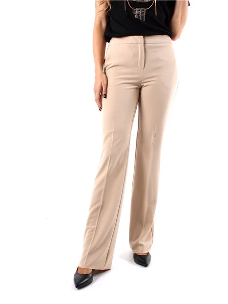 PANTALONI ZAMPA IN TESSUTO TECNICO BIELASTICO DONNA BEIGE