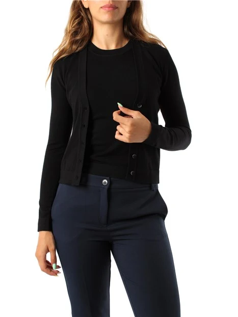 CARDIGAN IN MAGLIA DI VISCOSA DONNA NERO