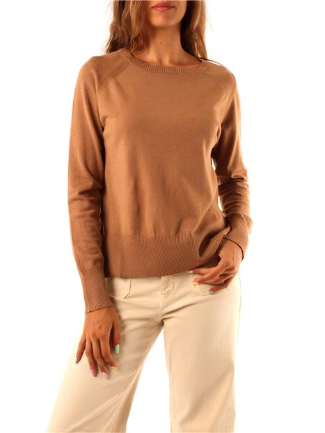 MAGLIA GIROCOLLO IN FILATO DI VISCOSA A RIGHE DONNA BEIGE