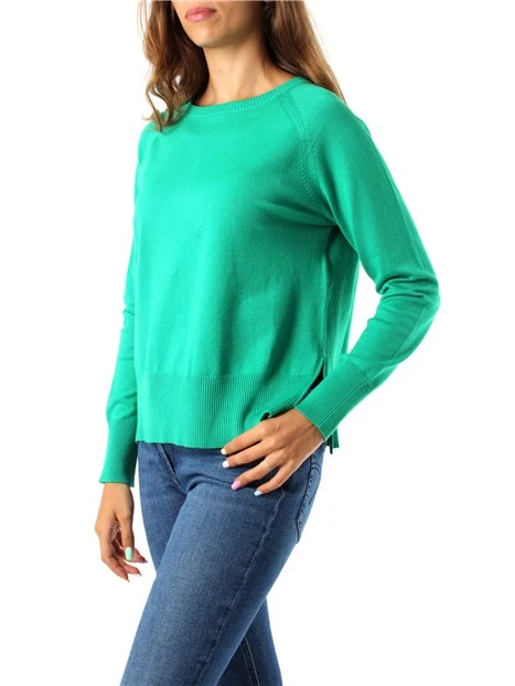 MAGLIA GIROCOLLO IN FILATO DI VISCOSA A RIGHE DONNA VERDE