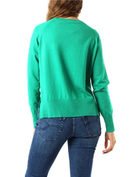 MAGLIA GIROCOLLO IN FILATO DI VISCOSA A RIGHE DONNA VERDE