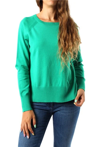 MAGLIA GIROCOLLO IN FILATO DI VISCOSA A RIGHE DONNA VERDE