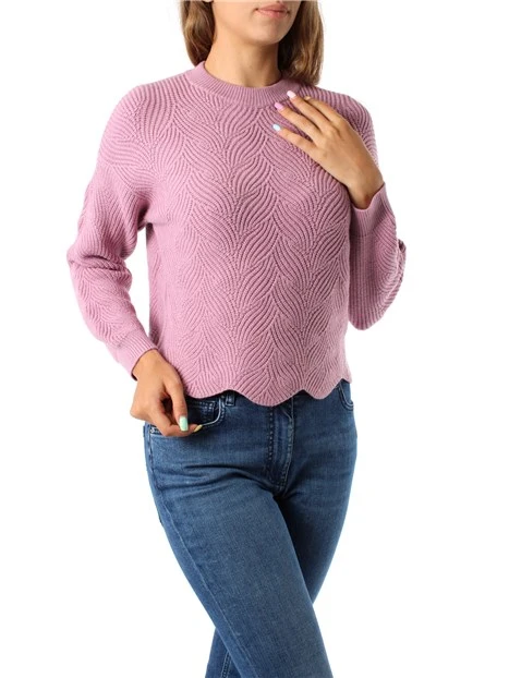 MAGLIA GIROCOLLO IN FILATO MISTO VISCOSA DONNA MALVA