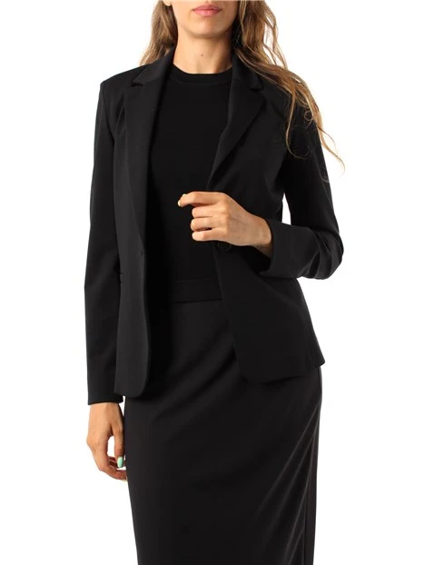 GIACCA BLAZER IN PUNTO MILANO MISTO VISCOSA DONNA NERO