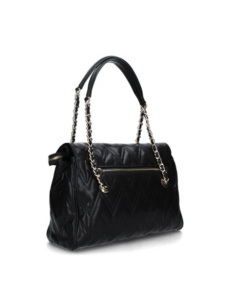 BORSA A SPALLA TRAPUNTATA SATCHEL DONNA NERO