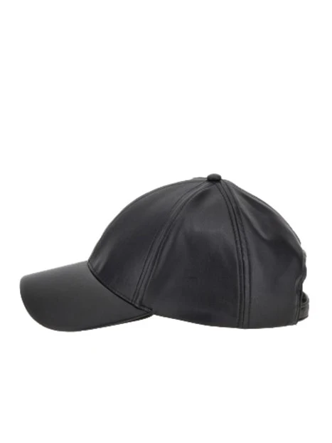 CAPPELLO CON VISIERA IN ECOPELLE DONNA NERO