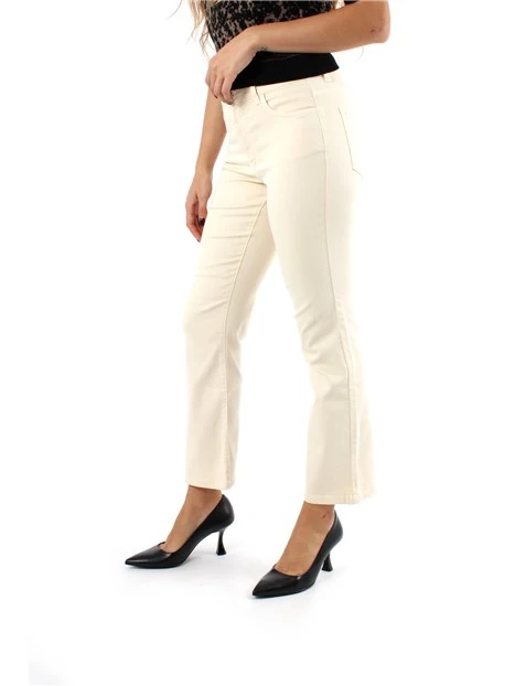 PANTALONI CROPPED IN GABARDINA DI COTONE LINEA FLARE DONNA BIANCO