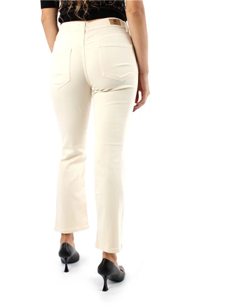 PANTALONI CROPPED IN GABARDINA DI COTONE LINEA FLARE DONNA BIANCO