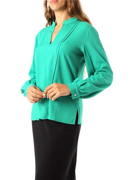 BLUSA SCOLLO A V DONNA VERDE