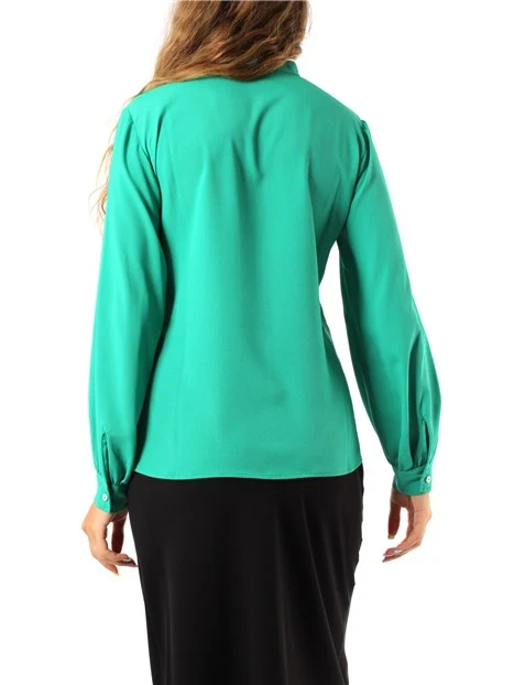 BLUSA SCOLLO A V DONNA VERDE