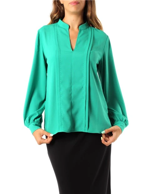 BLUSA SCOLLO A V DONNA VERDE