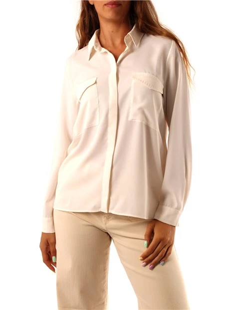 CAMICIA CON TASCHE SUL PETTO DONNA BIANCO