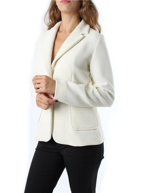 BLAZER MONOPETTO IN STUOIA ARMATURATA DONNA BIANCO