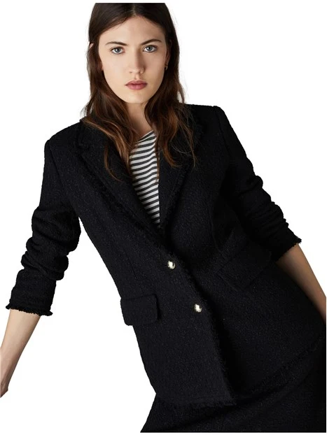 GIACCA BLAZER MONOPETTO CON STUOIA ARMATURATA DONNA NERO