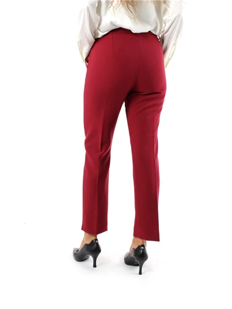 PANTALONI A SIGARETTA ELASTICI MISTO VISCOSA DONNA ROSSO