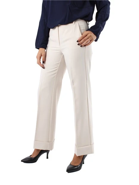 PANTALONI PALAZZO ELASTICI MISTO VISCOSA DONNA BIANCO