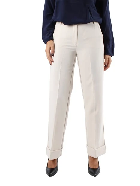 PANTALONI PALAZZO ELASTICI MISTO VISCOSA DONNA BIANCO