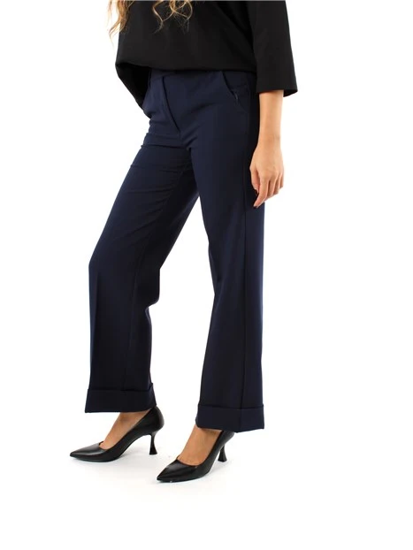 PANTALONI PALAZZO ELASTICI MISTO VISCOSA DONNA BLU