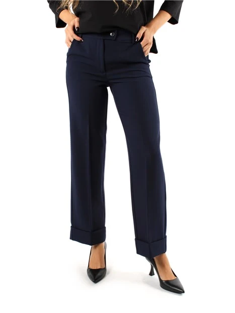 PANTALONI PALAZZO ELASTICI MISTO VISCOSA DONNA BLU