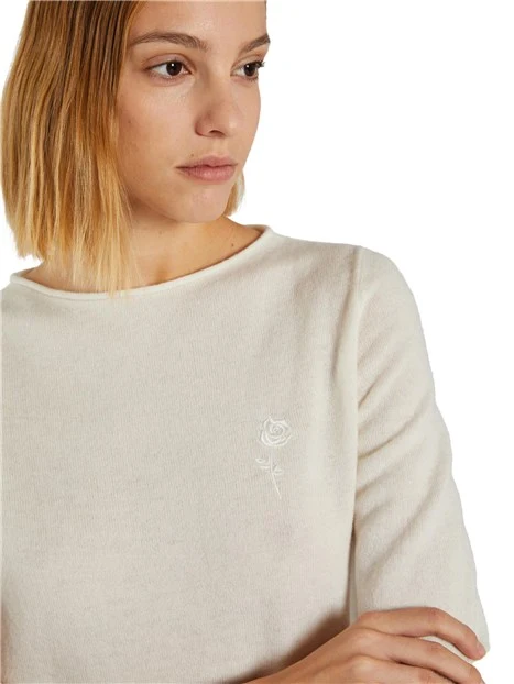 MAGLIA GIROCOLLO IN PURA LANA DONNA BIANCO