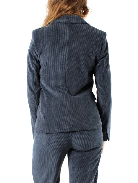 GIACCA BLAZER MONOPETTO IN VELLUTO A COSTE STRETCH DONNA BLU