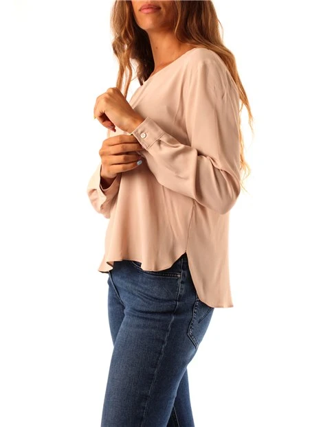 BLUSA IN CREPE DE CHINE E MISTO SETA DONNA ROSA