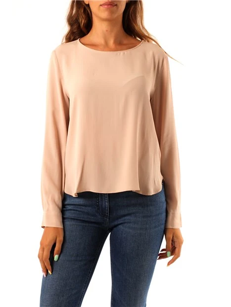 BLUSA IN CREPE DE CHINE E MISTO SETA DONNA ROSA