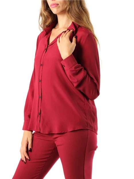 CAMICIA IN CREPE DE CHINE MISTO SETA DONNA ROSSO