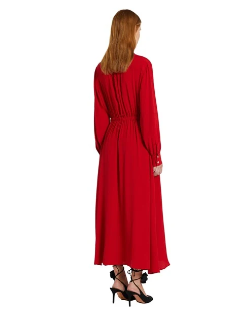 VESTITO LUNGO IN CREPE DE CHINE MISTO SETA DONNA ROSSO