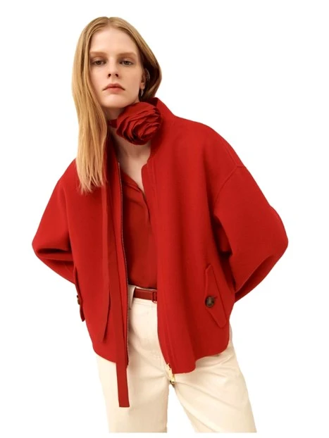 CAPPOTTO CORTO IN PURA LANA DONNA ROSSO