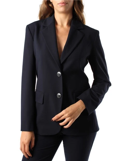 GIACCA BLAZER MONOPETTO IN TELA BIELASTICA MISTO VISCOSA DONNA BLU