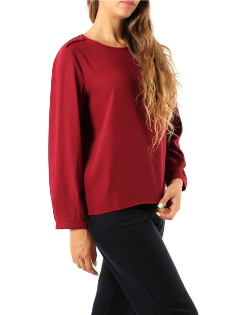 BLUSA GIROCOLLO IN CREPE LEGGERO DONNA BORDEAUX