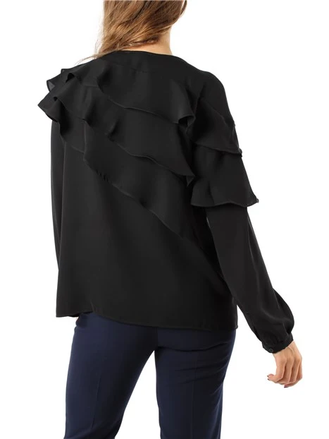 BLUSA IN DOPPIA GEORGETTE DONNA NERO