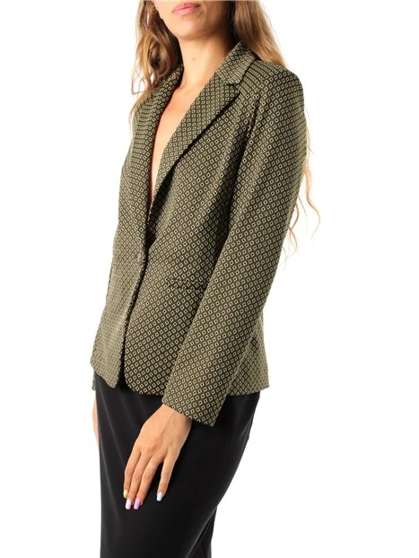 GIACCA BLAZER MONOPETTO CON FANTASIA GEOMETRICA DONNA VERDE