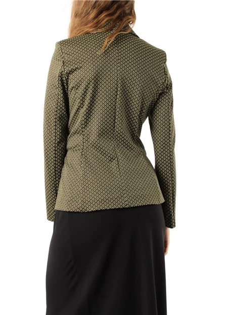 GIACCA BLAZER MONOPETTO CON FANTASIA GEOMETRICA DONNA VERDE