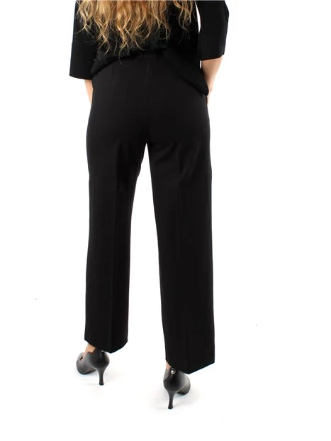 PANTALONI PALAZZO IN MAGLIA ELASTICA PUNTO MILANO DONNA NERO