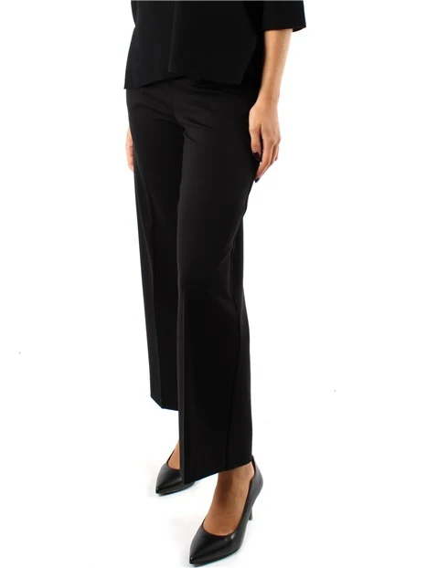 PANTALONI PALAZZO IN MAGLIA ELASTICA PUNTO MILANO DONNA NERO