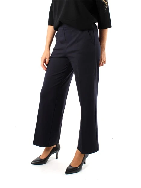 PANTALONI PALAZZO IN MAGLIA ELASTICA PUNTO MILANO DONNA BLU