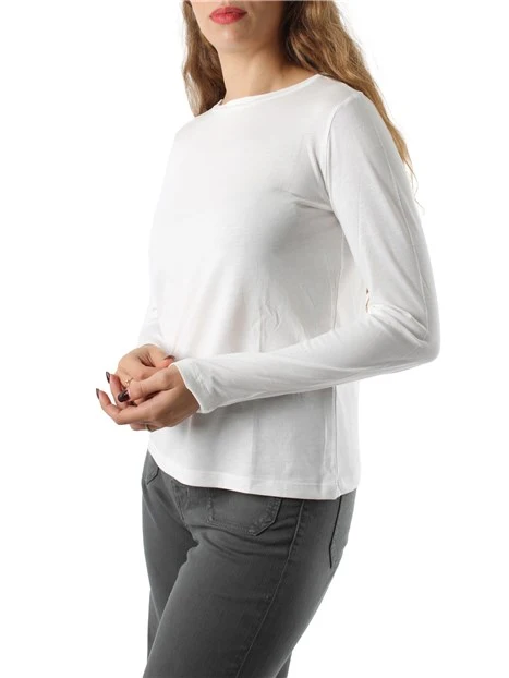 T-SHIRT MANICA LUNGA MISTO COTONE DONNA BIANCO