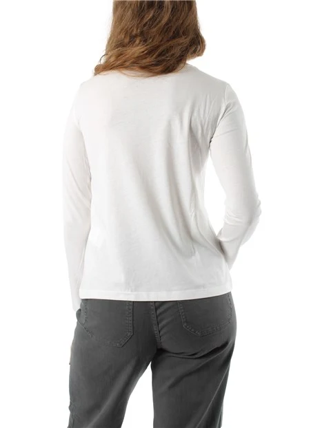 T-SHIRT MANICA LUNGA MISTO COTONE DONNA BIANCO