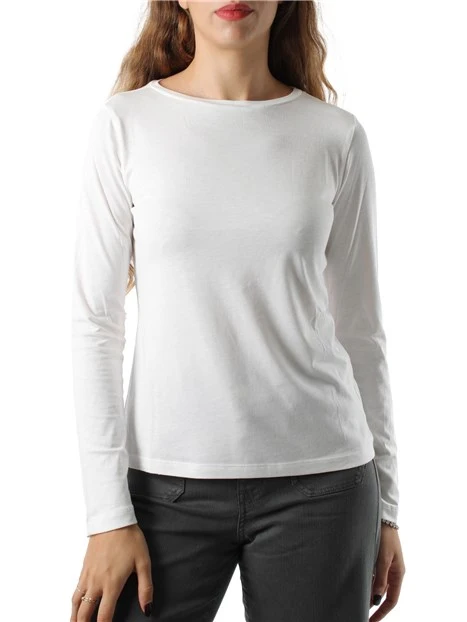 T-SHIRT MANICA LUNGA MISTO COTONE DONNA BIANCO