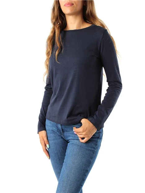 T-SHIRT MANICA LUNGA MISTO COTONE DONNA BLU