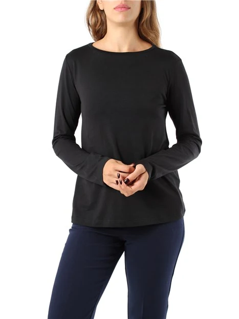 T-SHIRT MANICA LUNGA MISTO COTONE DONNA NERO