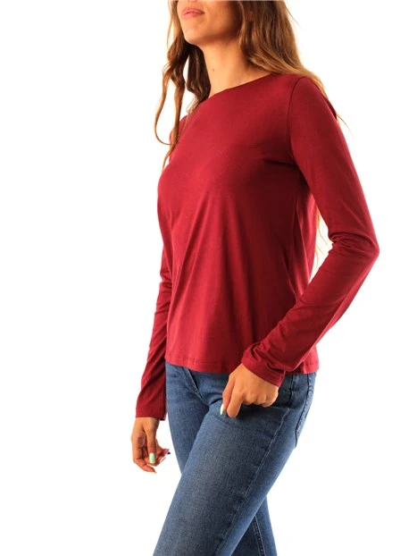 T-SHIRT MANICA LUNGA MISTO COTONE DONNA ROSSO