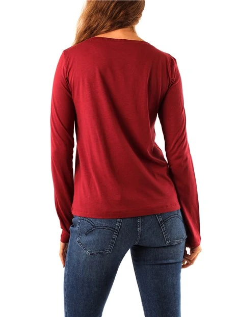 T-SHIRT MANICA LUNGA MISTO COTONE DONNA ROSSO