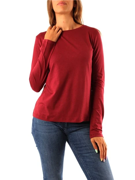 T-SHIRT MANICA LUNGA MISTO COTONE DONNA ROSSO